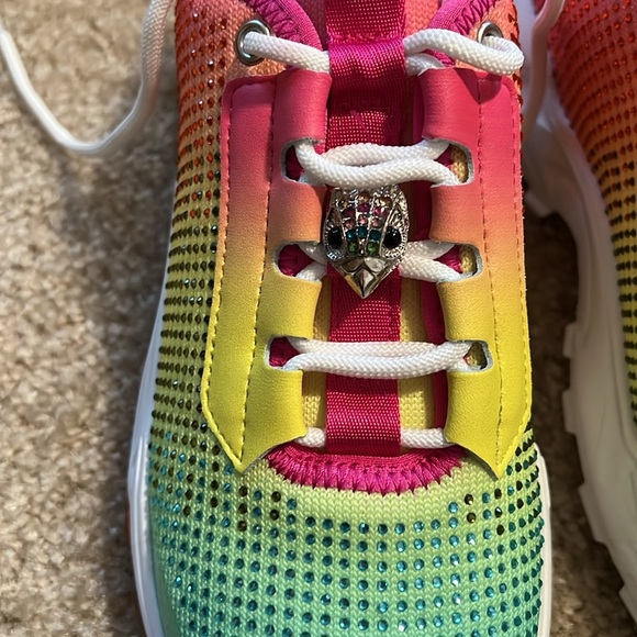 Kurt Geiger rhinestone rainbow lace up pink green yellow orange sneaker 36 - Picture 3 of 8